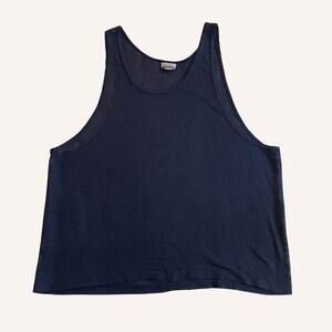 BASIC EDITIONS navy blue mesh tank top L/XL